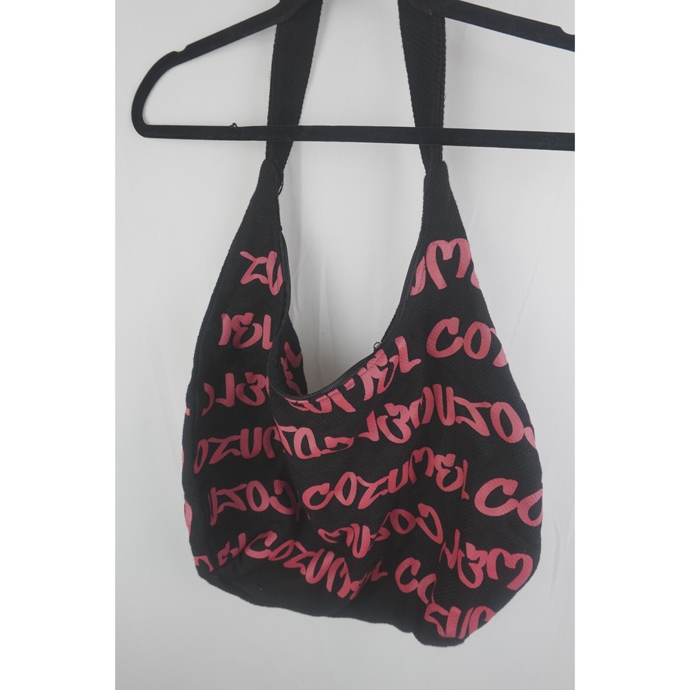 Robin Ruth Cozumel Mexico Hobo Bag Pink Black Zipper Shoulder Purse